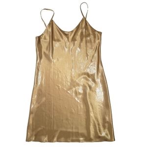 Gilligan & o'mally gold satin polyester gold sparkle sexy slip dress medium